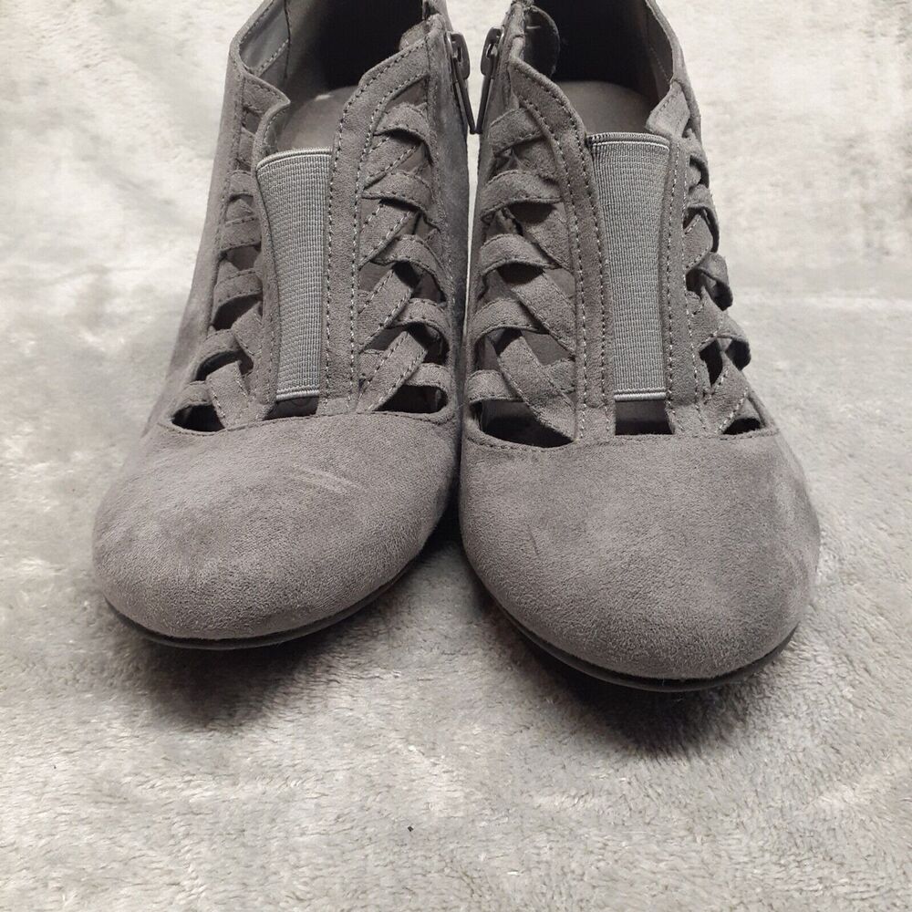 Jasmin Womens's Size 8 Arsenal Gray Stretch Cutout Chunky Booties Heels Zip - Picture 3 of 7